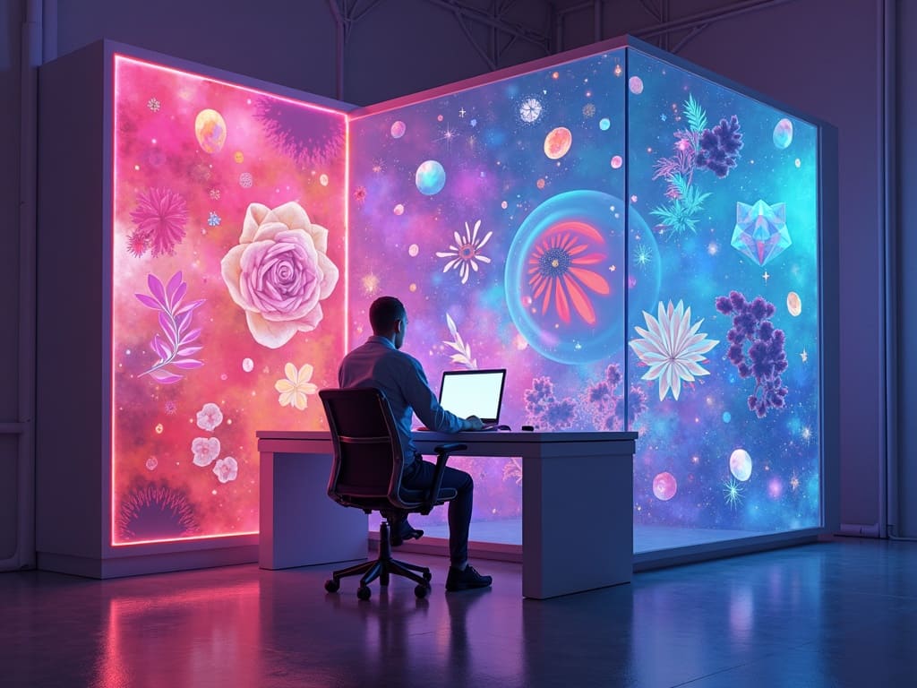 AI-generated concept image with vibrant abstract forms