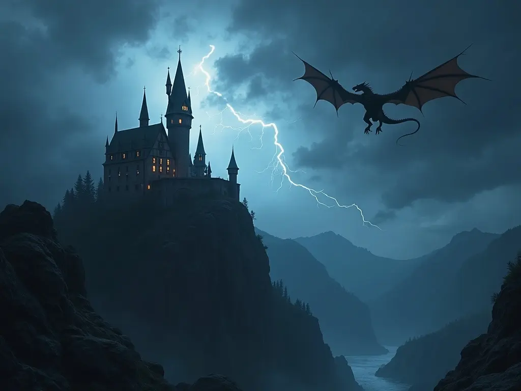 Dark fantasy castle artwork made using image to image generator with rich dramatic elements