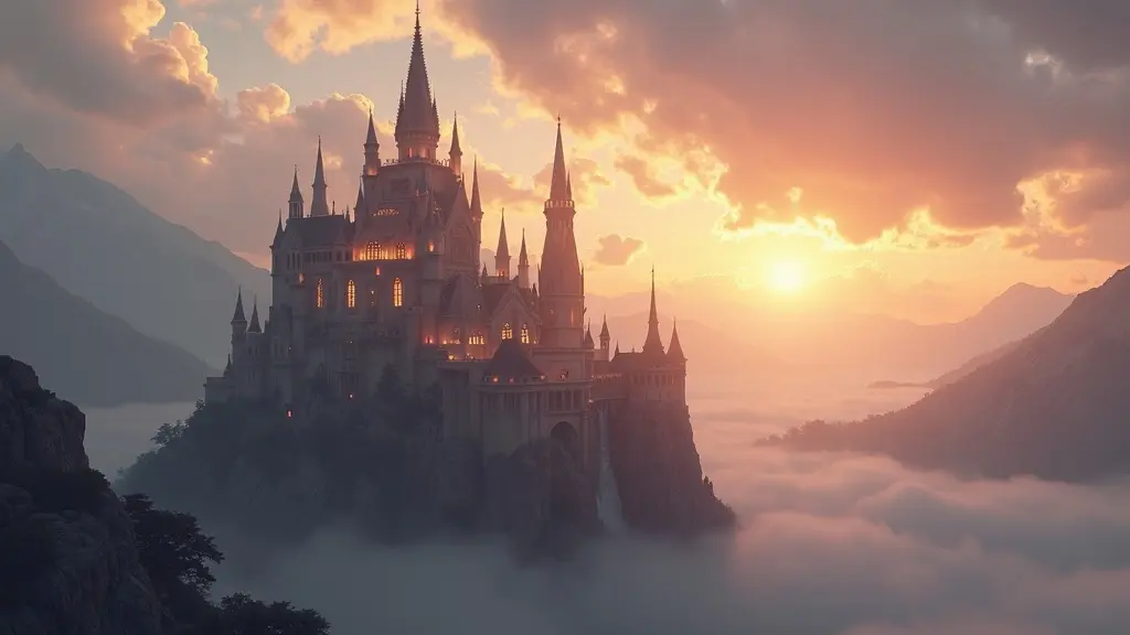 Fantasy castle transformation created with Flux Kontext Max AI Image to Image, reimagining a skyscraper as a magical fortress in a mystical landscape