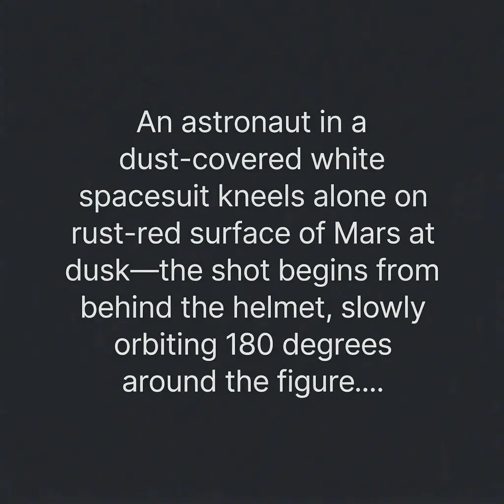 Text prompt input showing cinematic scene description for Kling 3.0