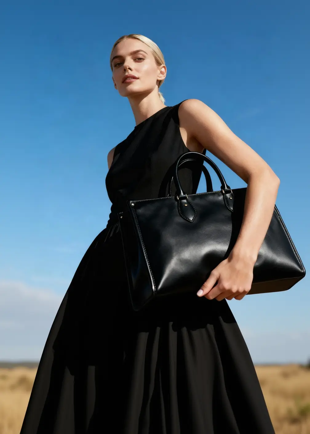 Original photograph of a person in a landscape, before AI outpainting.